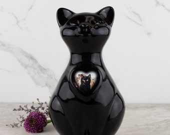 Personalized Black Cat Urn ~ Quality Porcelain
