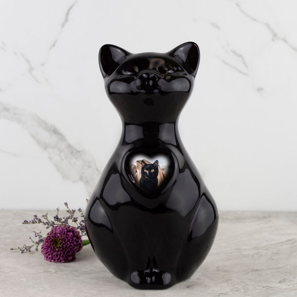 Personalized Black Cat Urn ~ Quality Porcelain