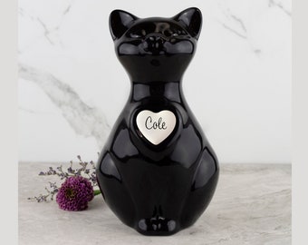 Black Cat Urn ~ Quality Porcelain