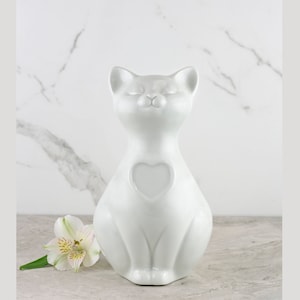 White Cat Urn ~ Quality Porcelain