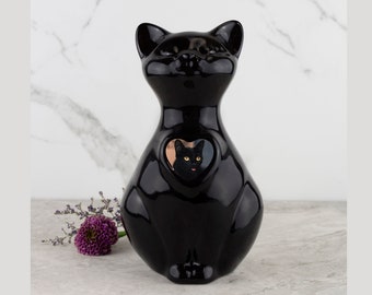 Black Cat Urn ~ Quality Porcelain