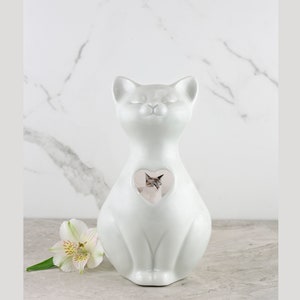 Personalized White Cat Urn ~ Quality Porcelain