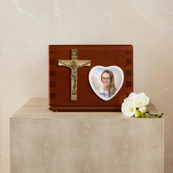 Wooden Cremation Urn - Cross
