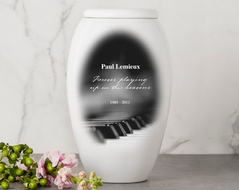 Personalized Porcelain Human Urn - Piano - Pianist Layout