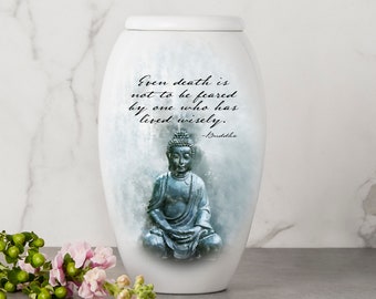 Personalized Porcelain Human Urn - Buddha Style Layout