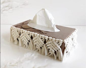 Macrame tissue box cover / PDF instructions / With video help / Step by step / German / Decoration / Boho style
