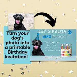 Custom Dog Birthday Invitations: Photo Party Invite (Digital)