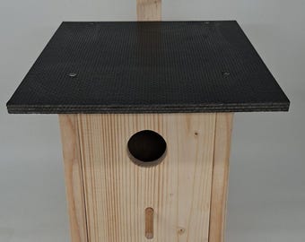 Nistkasten Nisthöhle für Vögel Vogelhaus Nistkasten zum Aufhängen Bruthöhle  mit 9mm Siebdruckplatte Einflugloch 45mm Natur (N1)