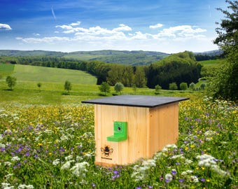 Hummelkasten Hummelhaus  Hummelhäuschen Nistkasten Garten mit Bio-Leinöl Wetterfest imprägniert mit Sichtfenster