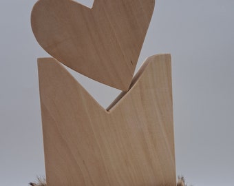 Dekoherz stehend Puzzleherz Holzherz aus Ahornholz Holzdeko Herz Naturholz Herz ohne DEKO