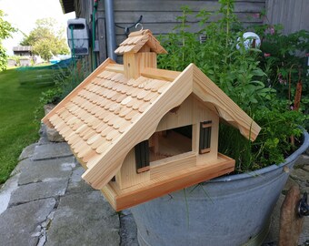 XXL Vogelhaus Futterhaus Lärchenholzdach Almhütte mit od.ohne Ständer Häuschen