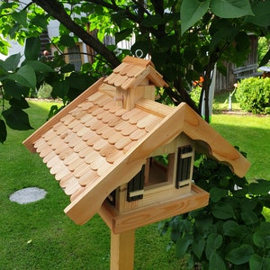 XXL Vogelhaus Futterhaus Lärchenholzdach Almhütte mit od.ohne Ständer Häuschen A1 Bild 10