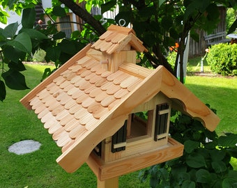 Vogelhaus Futterhaus Lärchenholzdach Almhütte mit oder ohne Ständer Häuschen A1