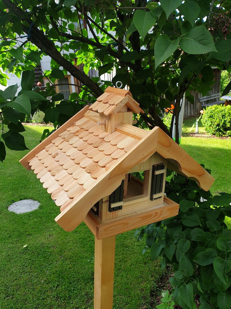 XXL Vogelhaus Futterhaus Lärchenholzdach Almhütte mit od.ohne Ständer Häuschen A1 Bild 10