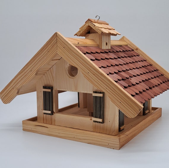 XXL Almhütte Vogelhaus Futtersilo Futterhaus Vogelfutter Vogelvilla Vogel braun AB 1