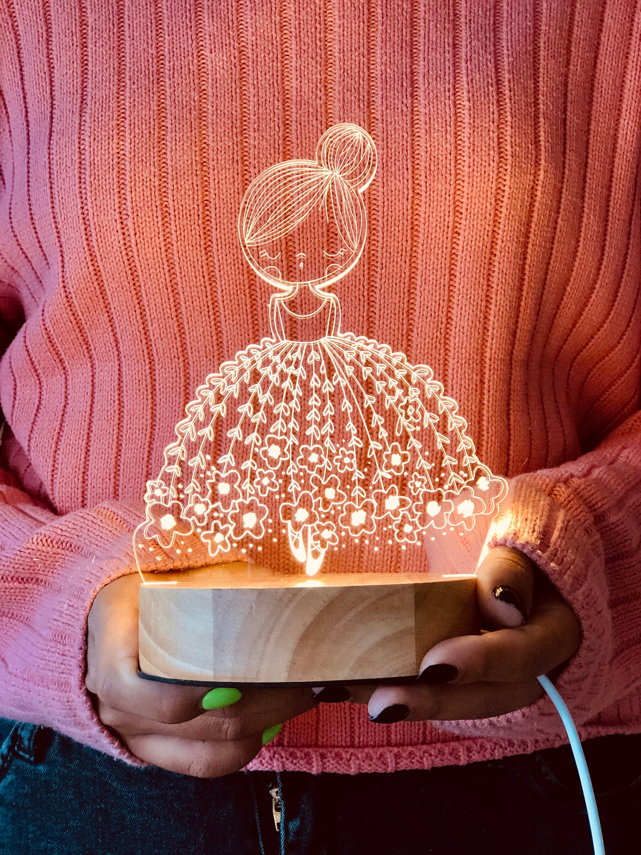 Night light personalised lamp girls baby girl nursery lamp Etsy