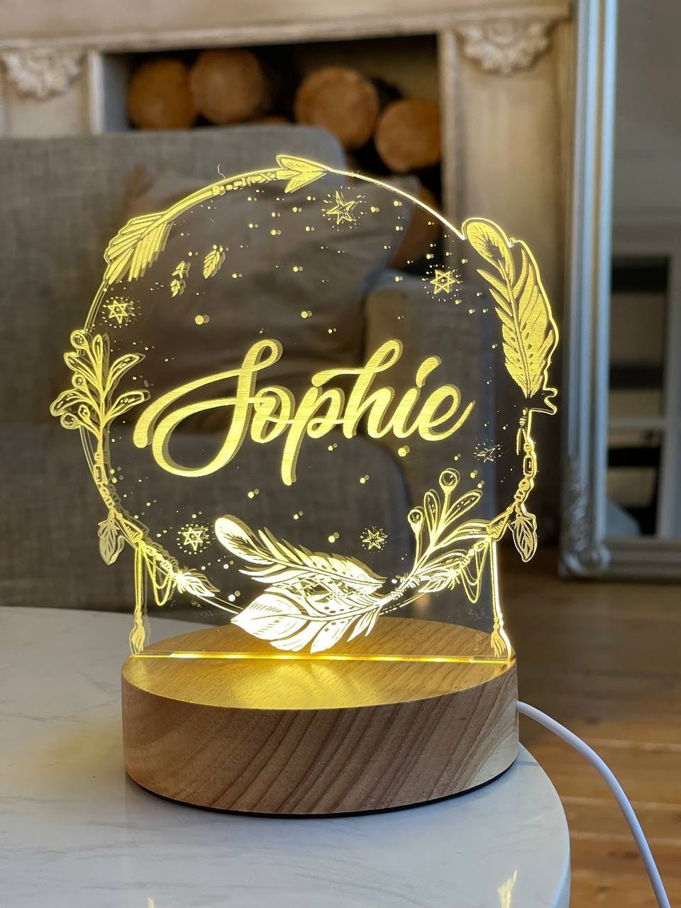 Custom night light Personalized lamp Baby acrylic night light Etsy