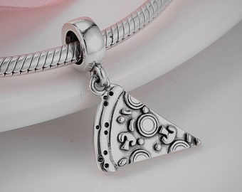 925 Sterling Silber Pizza Perlen, Charms für Pandora Armbänder, Pizzastück Charms, Baumeln Charms, niedliche Pizzaperlen, für, Pandora, Donut,