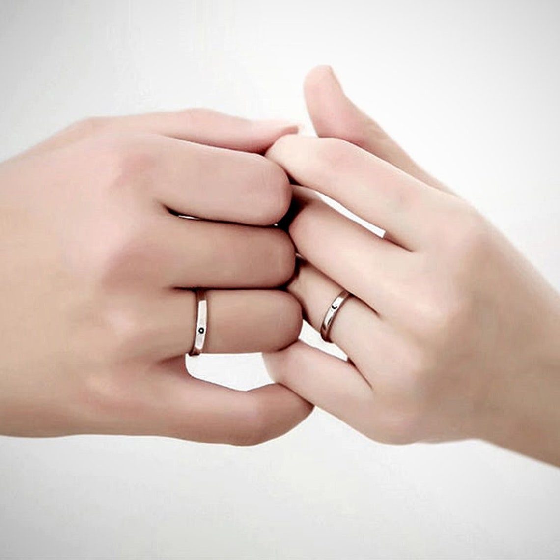 Cute moon sun couple rings couple promise ring set couple Etsy
