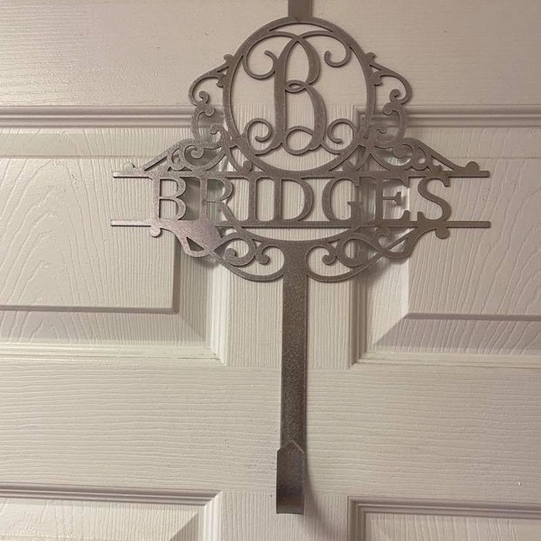 Personalized wreath hook,  Name Wreath hook, Elegant Wreath hook, Customized wreath hook, Wedding Gift, Sir Name wreath hook