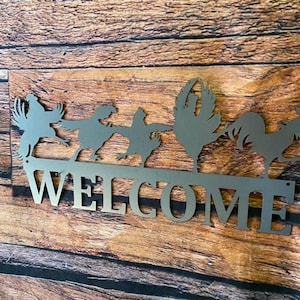 chicken Welcome Sign, Metal Welcome, Dancing chickens, Chickens, Chicken decor, Farmhouse Decor, Chicken