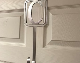 Metal Monogram wreath holder, Vine font monogram wreath hook, Door Hanger, Customized wreath Hanger, Door Hanger