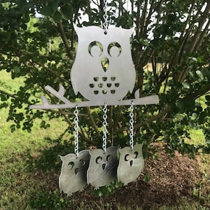 Owl Wind Chime, Metal Owl Decor, Metal Owl chime
