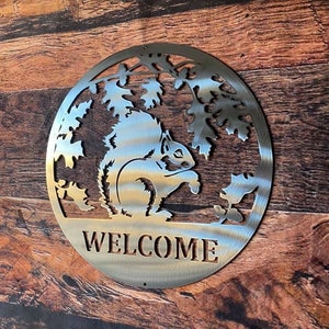 Squirrel Sign, Customized Squirrel Sign, Squirrel Welcome Sign, Squirrel Decor, Squirrel