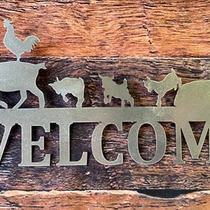 Goat Welcome Sign, Metal Welcome, Happy Goat Sign, Farm Animal Welcome Sign