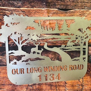 Wildlife scene, Hunter Scene, deer and bear sign, hunting sign, Cabin sign, Bear Sign, Deer Sign, Metal Sign, Customized Metal Sign