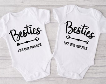 Besties Like Our Mummies x2 Baby Vests, matching baby set, baby gift, baby vest, new baby gift, baby shower gift, keepsake, baby clothes