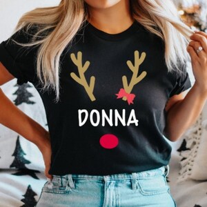 Personalised Christmas Matching Family Black Tshirts, Reindeer Tshirt, Christmas Gift, Kids Gifts, Adults Tshirts, Matching Family Tshirts