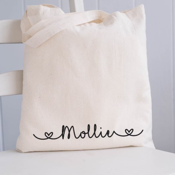 Personalised Name Tote Bag, Personalised Bridesmaid Bag, Tote Bags Personalized, Birthday Personalised Flower Girl Bag, Gift for her, Gift