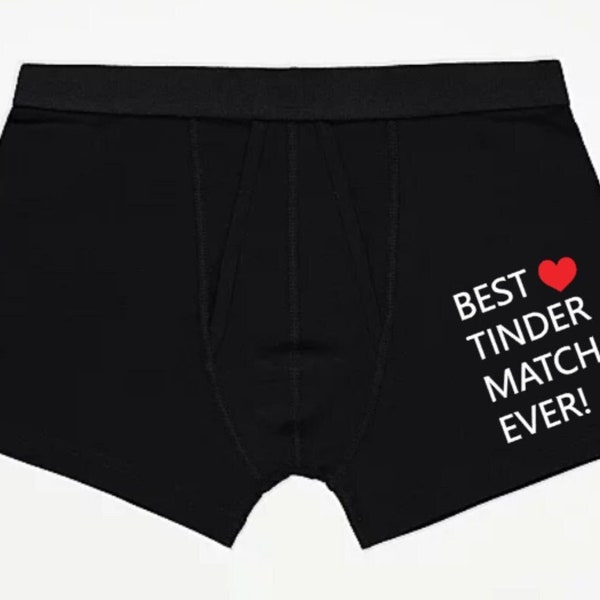 Tinder boxers, best tinder match ever, valentines day gift, boyfriend gift, gift for him, gifts for him, funny gifts, novelty boxers, gifts