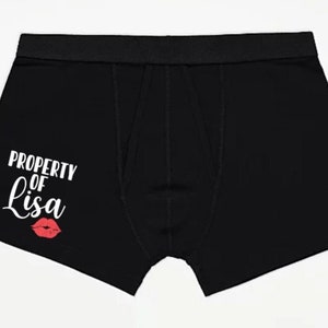 Property of boxers, funny mens underwear, valentines day gift boyfriend, gift for him, personalised boxers, husband gift, gifts for him