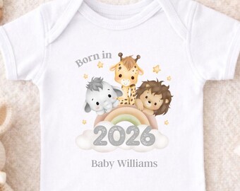 Personalised Baby Bodysuit Jungle Born in