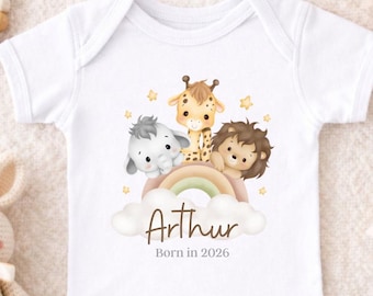 Personalised Baby Bodysuit Jungle Born in