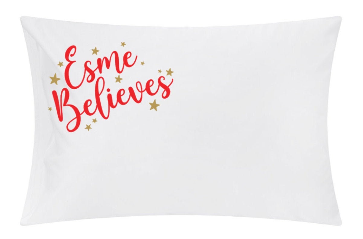 Christmas Eve Pillow Case White Believe Pillow Personalised Etsy