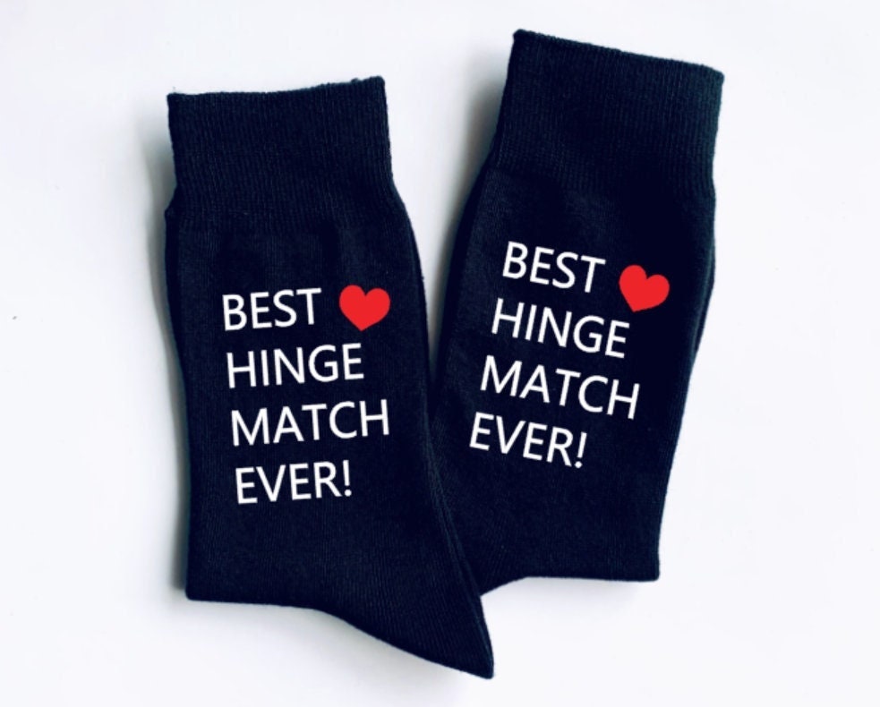Best Hinge Match Ever, Hinge Socks, valentines day, novelty socks, funny birthday gift, anniversary gift, valentines gifts, mens gifts