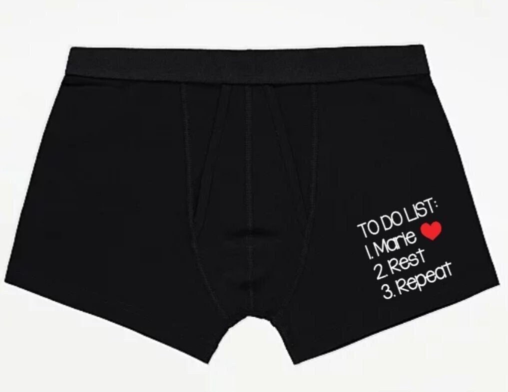 Funny Mens Personalised To do list Boxers, Valentines Gift, Birthday Gift  Joke Present, Valentine Novelty Gift, Gift for Him, Rude Funny