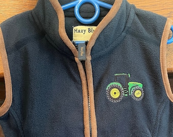 Children’s Fleece Gilet With Green Tractor Design