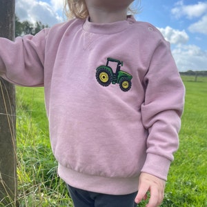 Kids Sustainable Sweatshirt Embroidered With Tractor Design