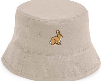 Embroidered Bunny Hat – Springtime Bucket Hat | Cute Easter Gift | Rabbit Aesthetic for Animal Fans | Adults and Kids