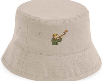 Clay Pigeon Shooting Bucket Hat – Embroidered Country Sport Hat | Gift for Shooters, Gun Club Members & Field Days | Adults and Kids