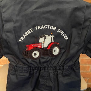 Embroidered Trainee Tractor Driver - Red Tractor Overalls - Navy