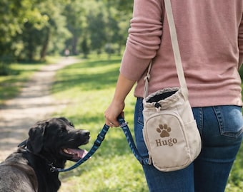 Dog Walking Bag with Bottle Holder & Treat Pouch | Hands Free Dog Walk Bag | Poop Bag Holder | Dog Training Treat Bag | Dog Walker Gift