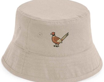 Embroidered Pheasant Bucket Hat – Country Wildlife Aesthetic | Game Bird Hat | Unisex Gift for Nature & Hunting Lovers | Adults and Kids
