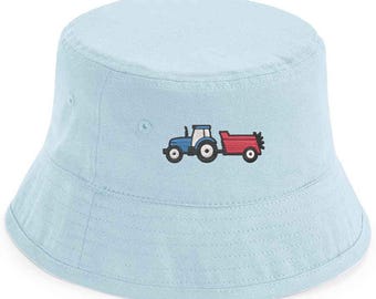 Tractor and Muckspreader Bucket Hat – Embroidered Ag Equipment Hat | Real Farmwear Style | Gift for Farmers | Adults and Kids