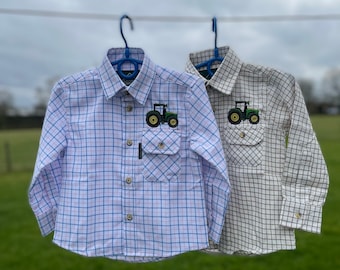 Farm Shirt Kids Embroidered With Tractor Design