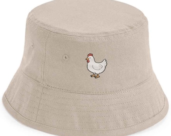 Hen Bucket Hat – Embroidered Farm Animal Hat | Chicken Lady Aesthetic | Gift for Backyard Chicken Fans | Adults and Kids